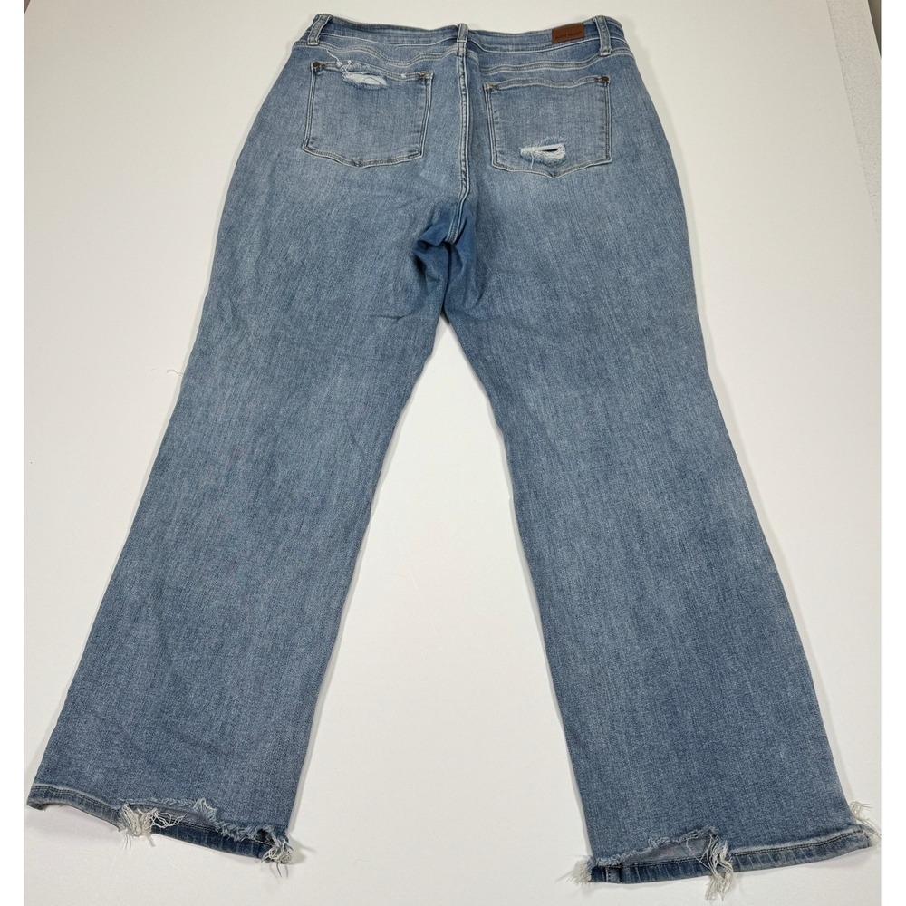 Judy Blue Straight Fit Jeans Womens 16W 36x31 Blue Distressed Ripped Frayed Hem - Picture 2 of 16